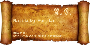 Malitsky Verita névjegykártya